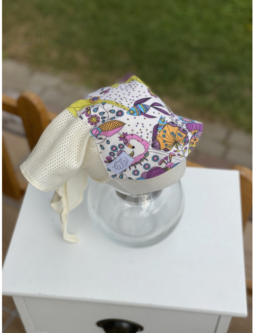 Maslová dierková šatka SUMMER so šiltom - na viazanie - Fantázia - LEN DO VYPREDANIA