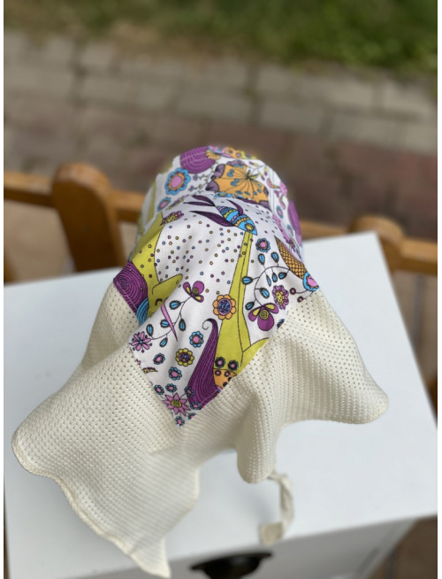 Maslová dierková šatka SUMMER so šiltom - na viazanie - Fantázia - LEN DO VYPREDANIA
