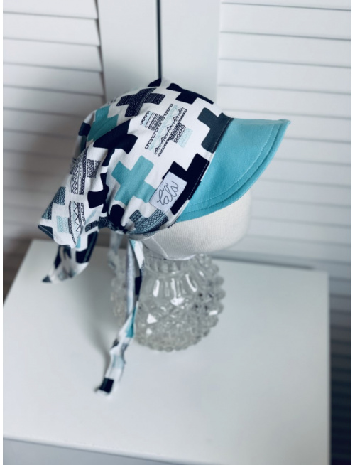 Úpletová šatka SUMMER so šiltom - na viazanie - MENTOL PLUS