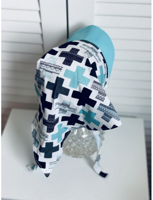 Úpletová šatka SUMMER so šiltom - na viazanie - MENTOL PLUS