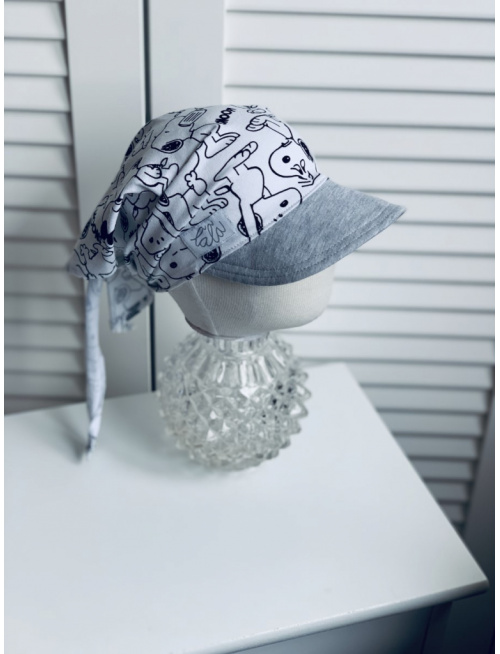 Úpletová šatka SUMMER so šiltom - na viazanie - SNOOPY