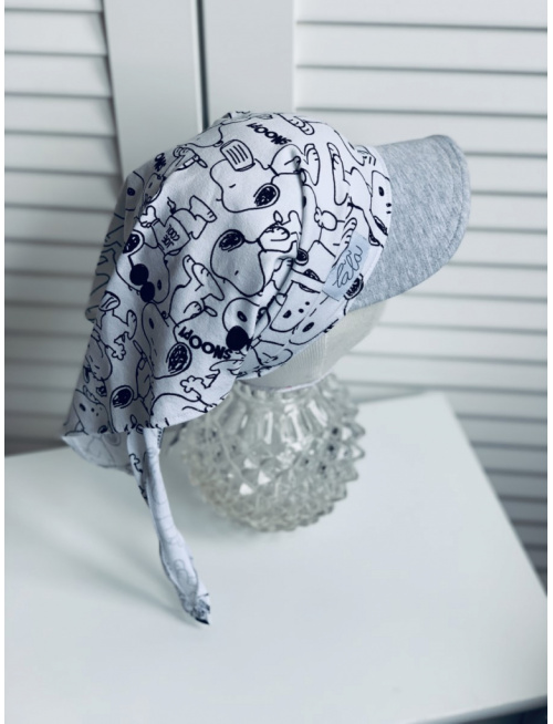 Úpletová šatka SUMMER so šiltom - na viazanie - SNOOPY