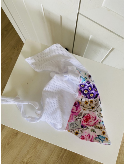 Dierková šatka SUMMER so šiltom - na viazanie - Maľované ruže