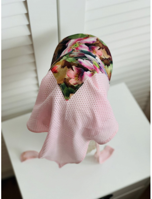 Dierková šatka SUMMER so šiltom - na viazanie - Magnólia