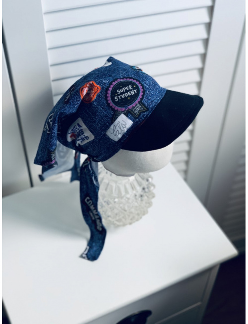 Úpletová šatka SUMMER s čiernym šiltom - na viazanie - REBELKA