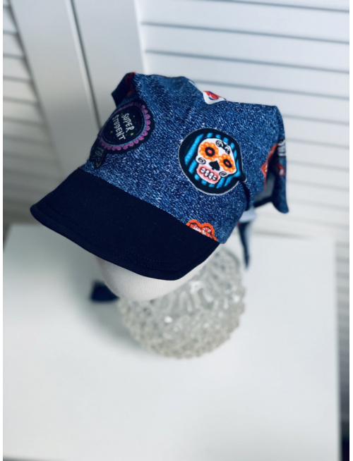 Úpletová šatka SUMMER s čiernym šiltom - na viazanie - REBELKA