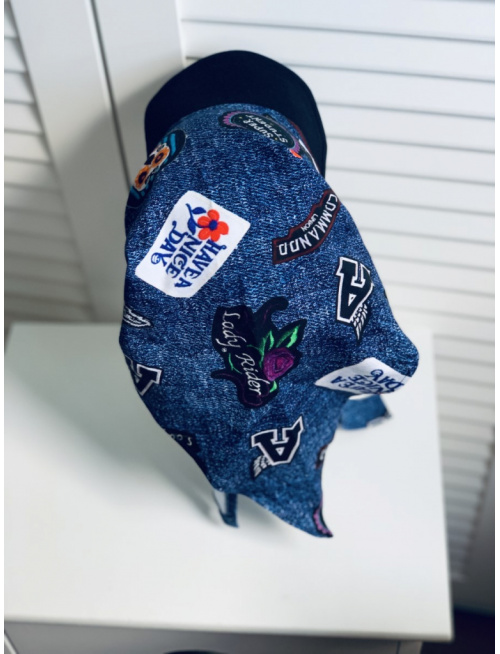 Úpletová šatka SUMMER s čiernym šiltom - na viazanie - REBELKA