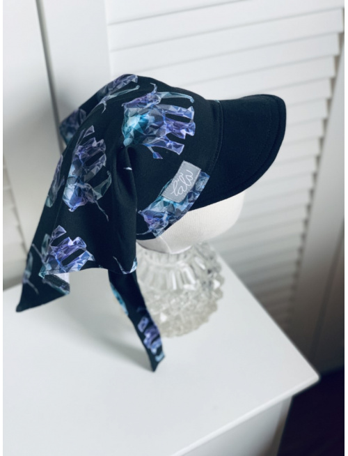 Úpletová šatka SUMMER s čiernym šiltom - na viazanie - CUBE SLONY