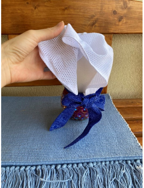 Biela dierková šatka ZOJA so šiltom - na viazanie - úplet + 100% bavlna