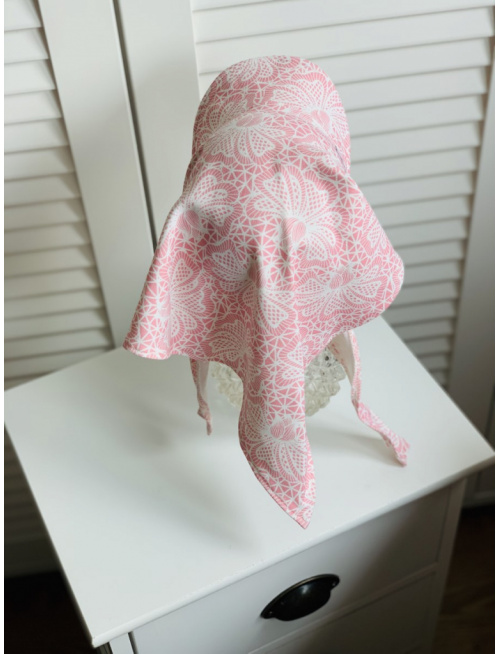 Tepláková šatka SUMMER  so šiltom - na viazanie - čipková