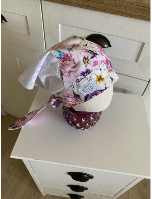 Dierková šatka ZOJA bez šiltu - na viazanie - Maľované ruže