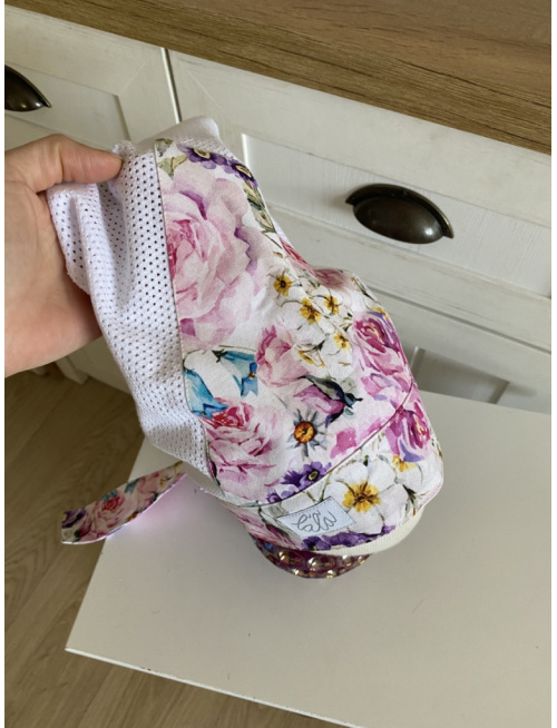 Dierková šatka ZOJA bez šiltu - na viazanie - Maľované ruže