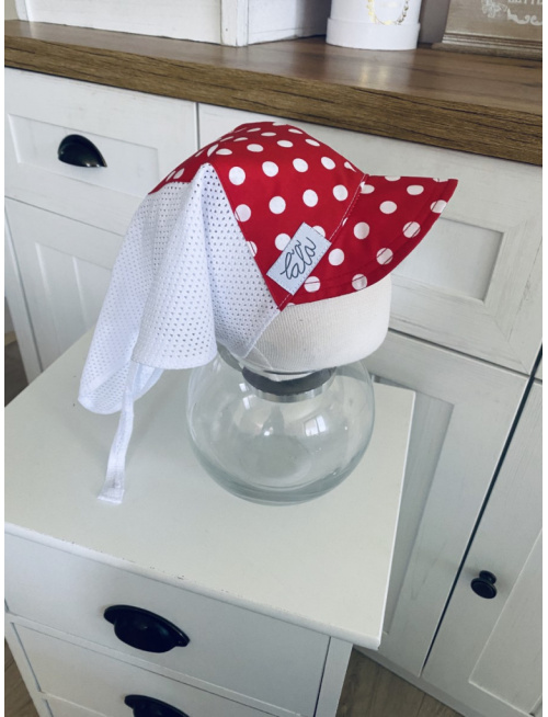 Biela dierková šatka SUMMER so šiltom - na viazanie