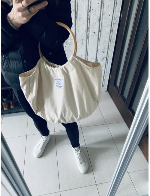 Taška z režného plátna s drevenou rúčkou