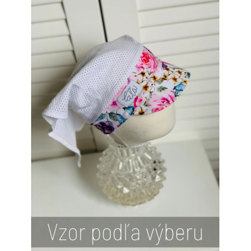 Biela dierková šatka LORY so šiltom - na pevno