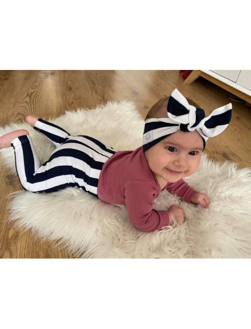 Pásikavé ÚPLETOVÉ legíny KLASIK - čierna/biela