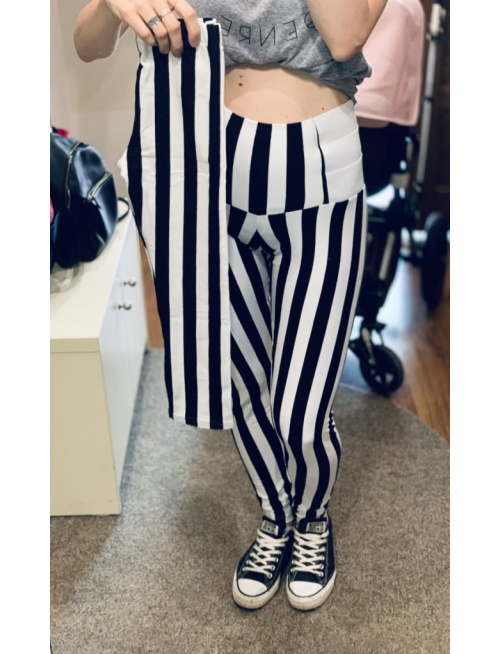 Pásikavé ÚPLETOVÉ legíny KLASIK - čierna/biela