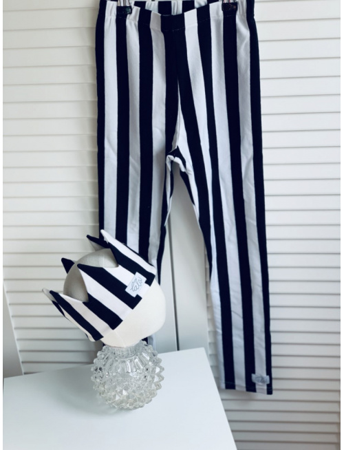 Pásikavé ÚPLETOVÉ legíny KLASIK - čierna/biela