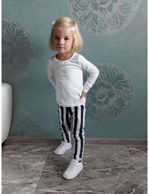 Pásikavé ÚPLETOVÉ legíny KLASIK - čierna/biela