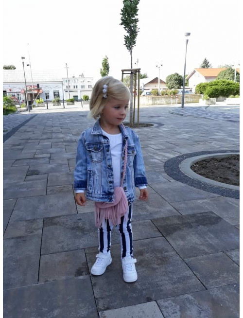 Pásikavé ÚPLETOVÉ legíny KLASIK - čierna/biela