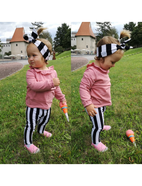 Pásikavé ÚPLETOVÉ legíny KLASIK - čierna/biela