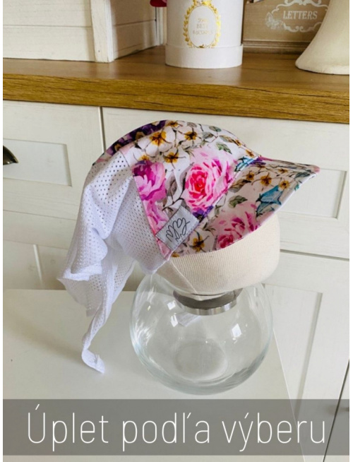 Dierková šatka SUMMER so šiltom - na viazanie - Maľované ruže