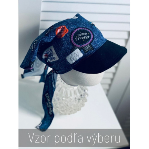 Úpletová šatka SUMMER s čiernym šiltom - na viazanie - REBELKA