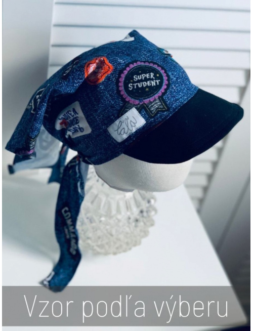 Úpletová šatka SUMMER s čiernym šiltom - na viazanie - REBELKA