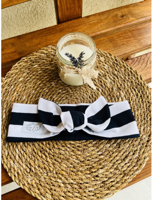 Uzlík čelenka - široký pásik - temná modrá/biela