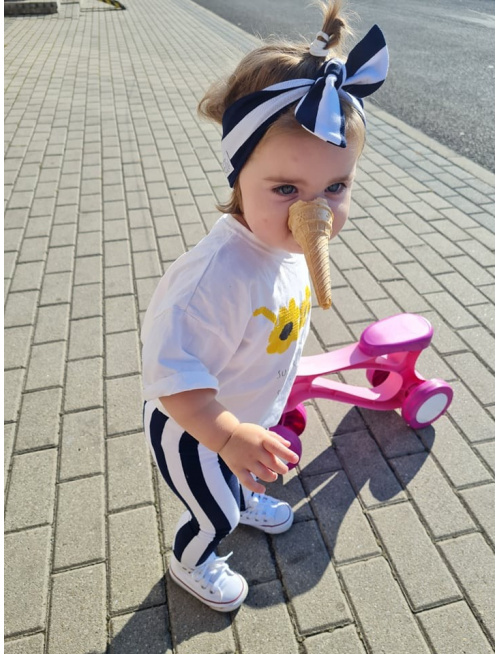 Uzlík čelenka - široký pásik - temná modrá/biela