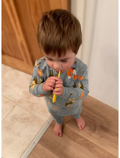 Detské pyžamko s rastúcimi manžetami Lesné zvieratká na mineral - klasik strih