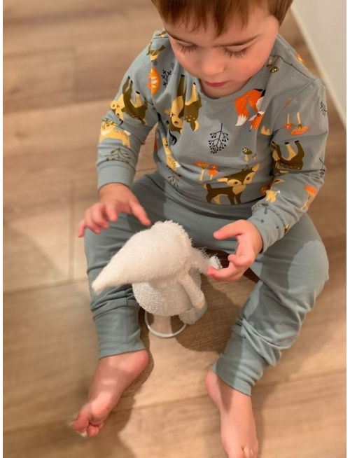 Detské pyžamko s rastúcimi manžetami Lesné zvieratká na mineral - klasik strih