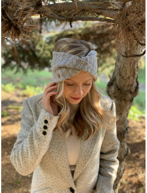 Vrkočová preklopená čelenka SIVÁ - LEN DO VYPREDANIA ZÁSOB