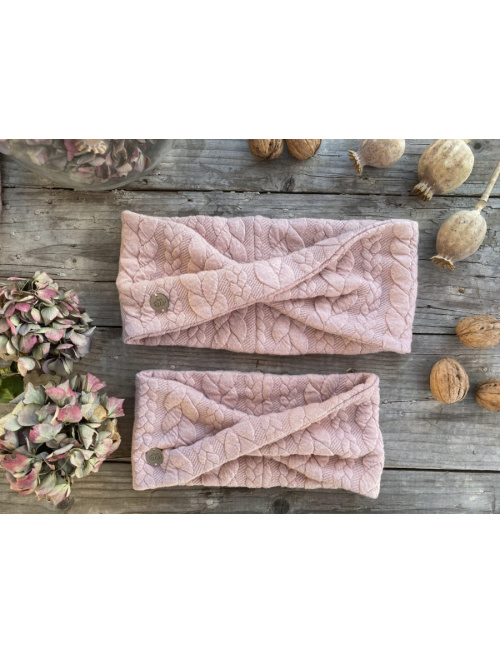 Vrkočová preklopená čelenka PÚDROVÁ - LEN DO VYPREDANIA ZÁSOB