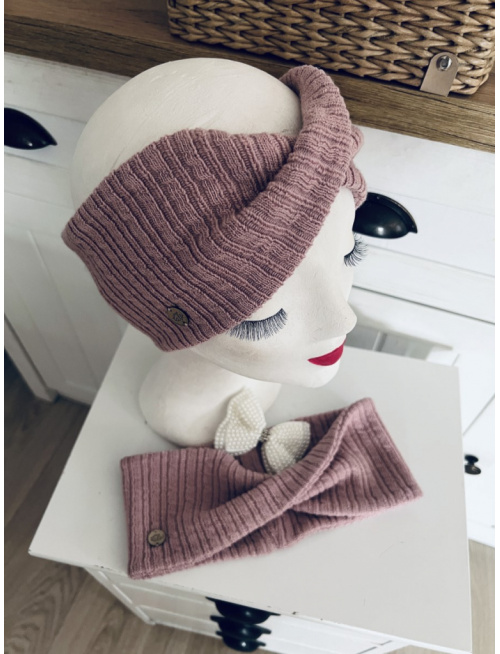 Preklopená svetrová čelenka Deluxe STARORUŽOVÁ