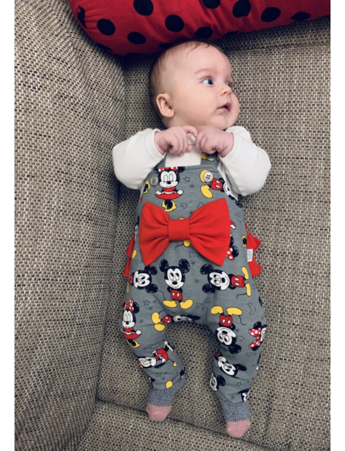 Teplákové gate na traky Minnie s mašľou a volánom