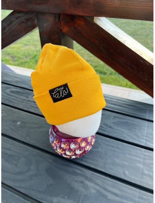 Rebro PLYTKÁ čiapka - okrová