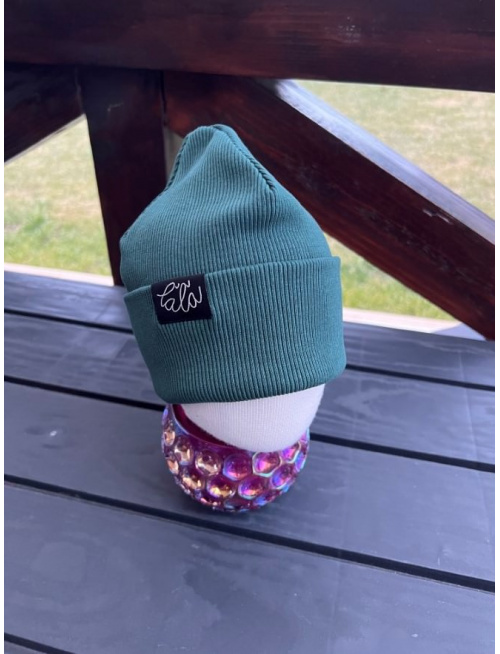 Rebro PLYTKÁ čiapka - smaragdovo zelená