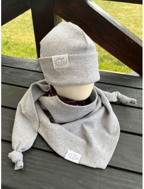 Rebro PLYTKÁ čiapka - stredne sivý melír