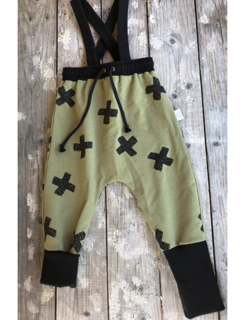 Teplákové pudláče old s rastúcou manžetou vzorované + traky