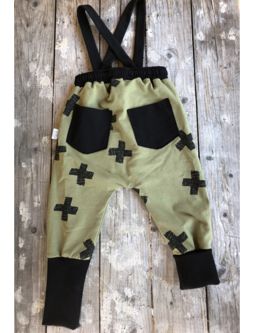 Teplákové pudláče old s rastúcou manžetou vzorované + traky