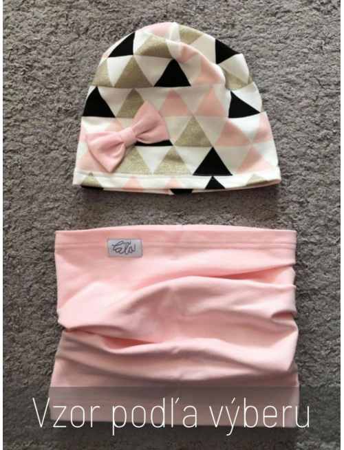 Vzorovaná šmolko čiapka s mašličkou - jednovrstvová