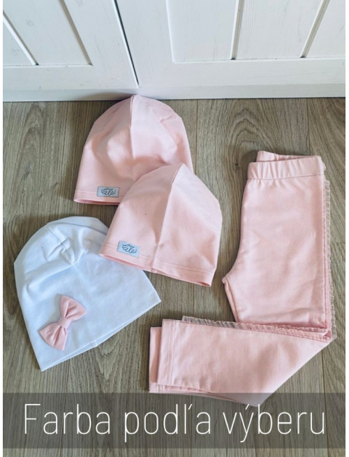 Jednofarebná šmolko čiapka s inofarebnou mašličkou - dvojvrstvová