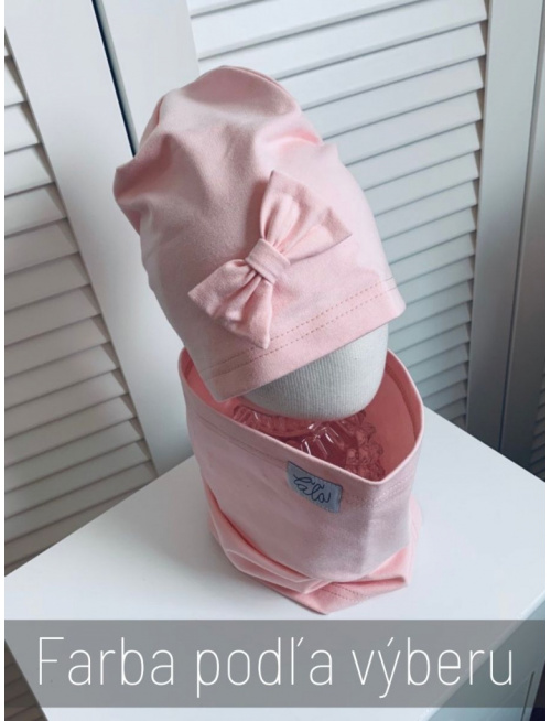 Jednofarebná šmolko čiapka s mašličkou - jednovrstvová