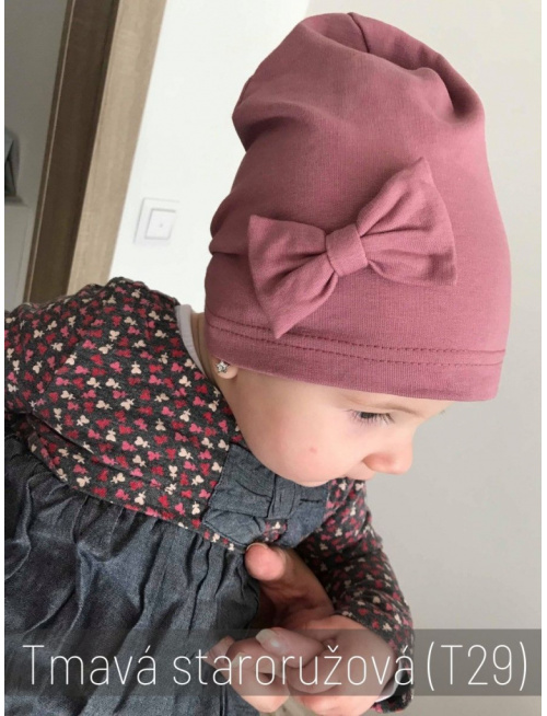 Jednofarebná šmolko čiapka s mašličkou - jednovrstvová