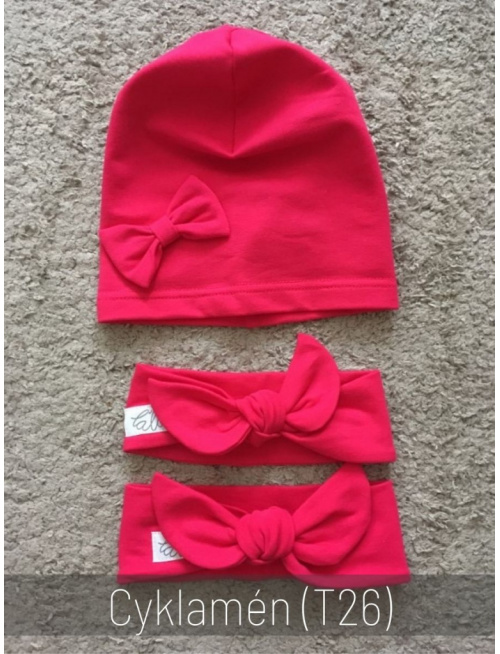 Jednofarebná šmolko čiapka s mašličkou - jednovrstvová