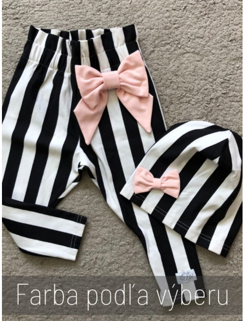 Pásikavá šmolko čiapka s mašličkou - jednovrstvová