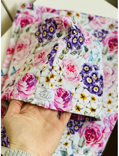 Tepláková vzorovaná šmolko čiapka s mašličkou - jednovrstvová