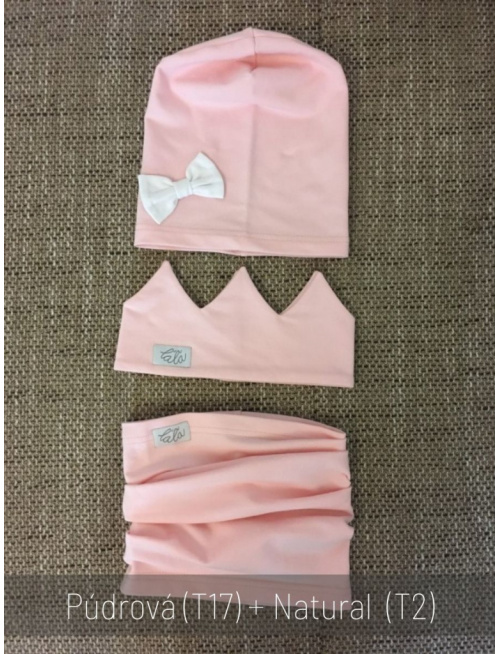 Jednofarebná šmolko čiapka s inofarebnou mašličkou - jednovrstvová