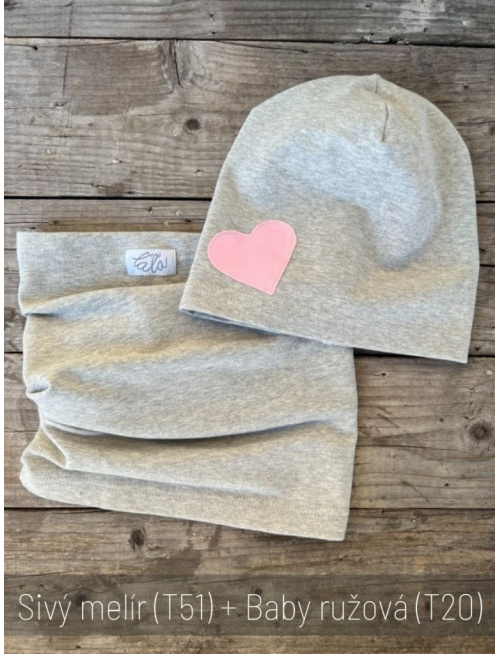 Jednofarebná šmolko čiapka s inofarebným srdiečkom - jednovrstvová